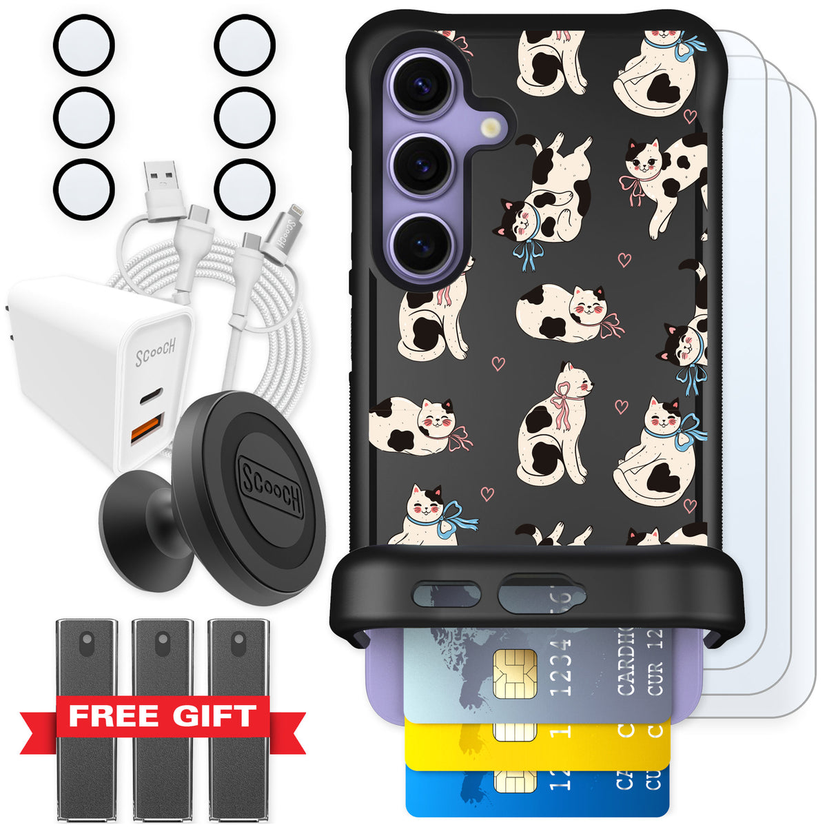 Scooch Wingmate Bow Kitties for Galaxy S24 — Ultimate Bundle