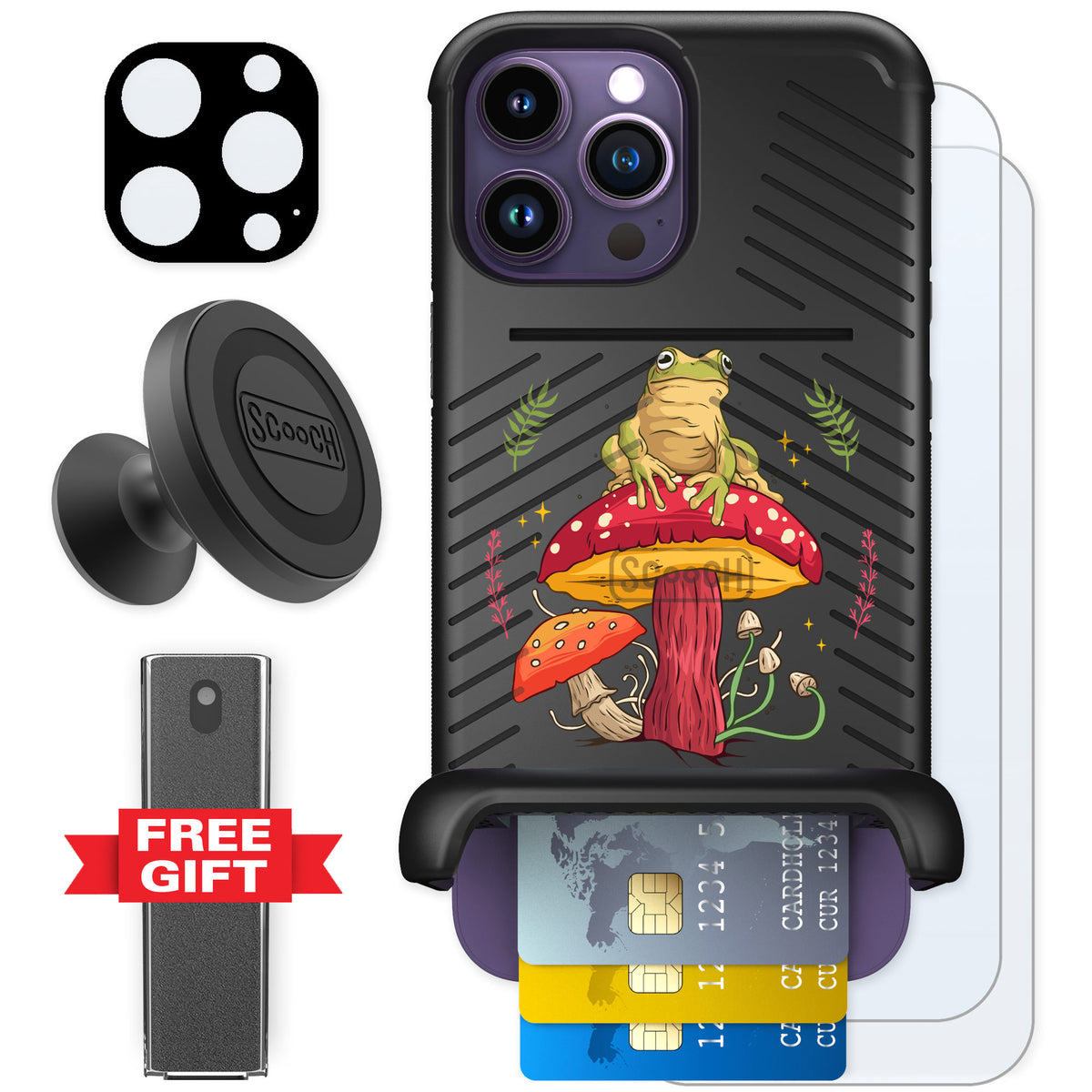 Scooch Wingmate Toadstool Frog for iPhone 14 Pro Max — Defender Bundle