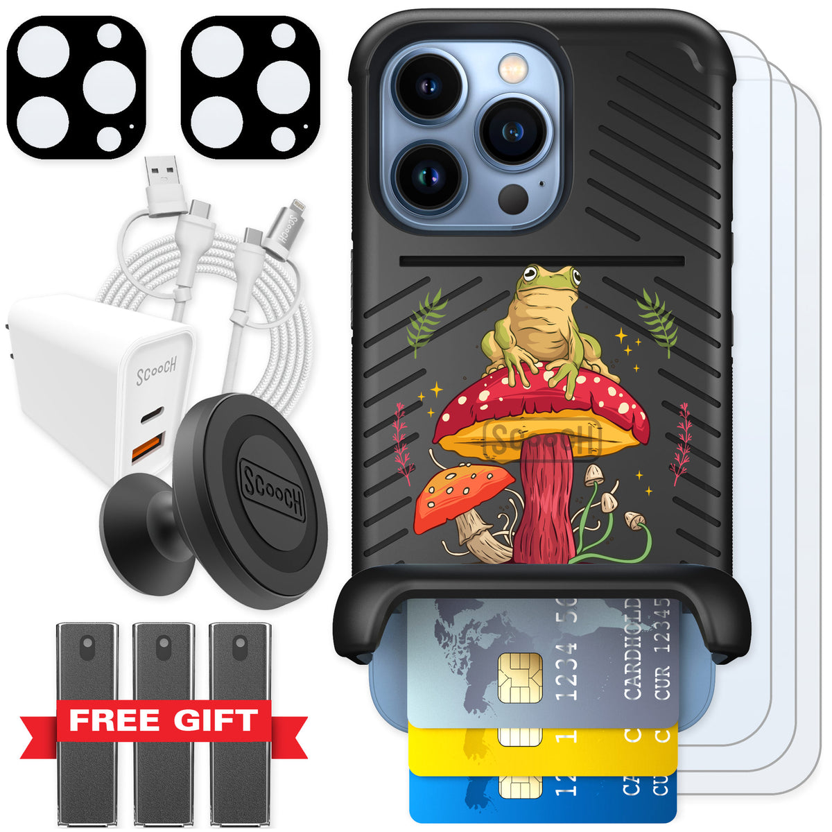 Scooch Wingmate Toadstool Frog for iPhone 13 Pro — Ultimate Bundle