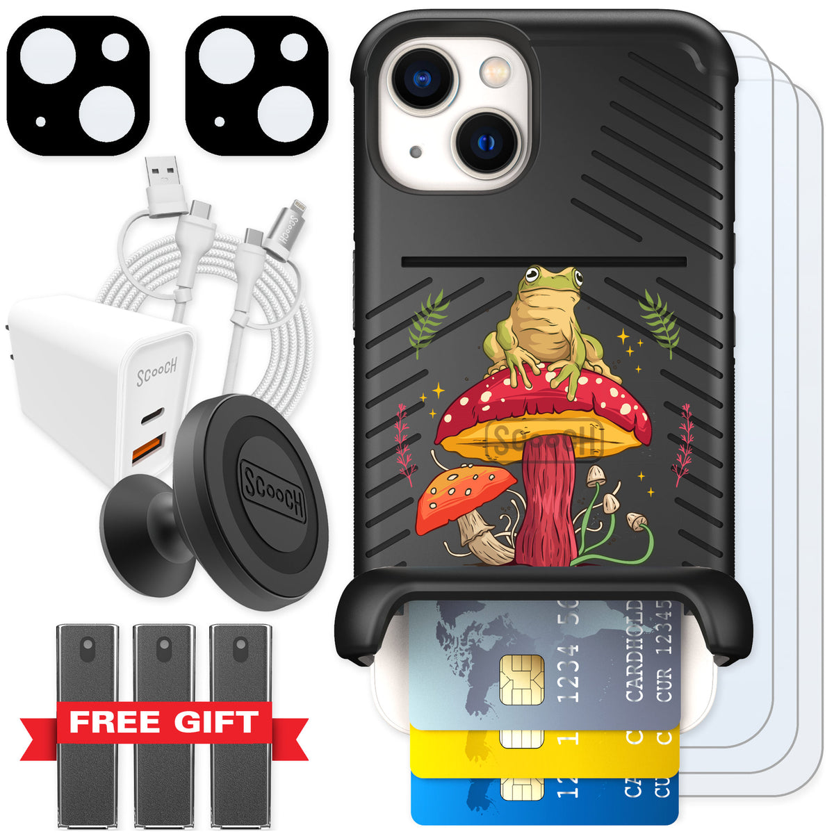 Scooch Wingmate Toadstool Frog for iPhone 13 — Ultimate Bundle