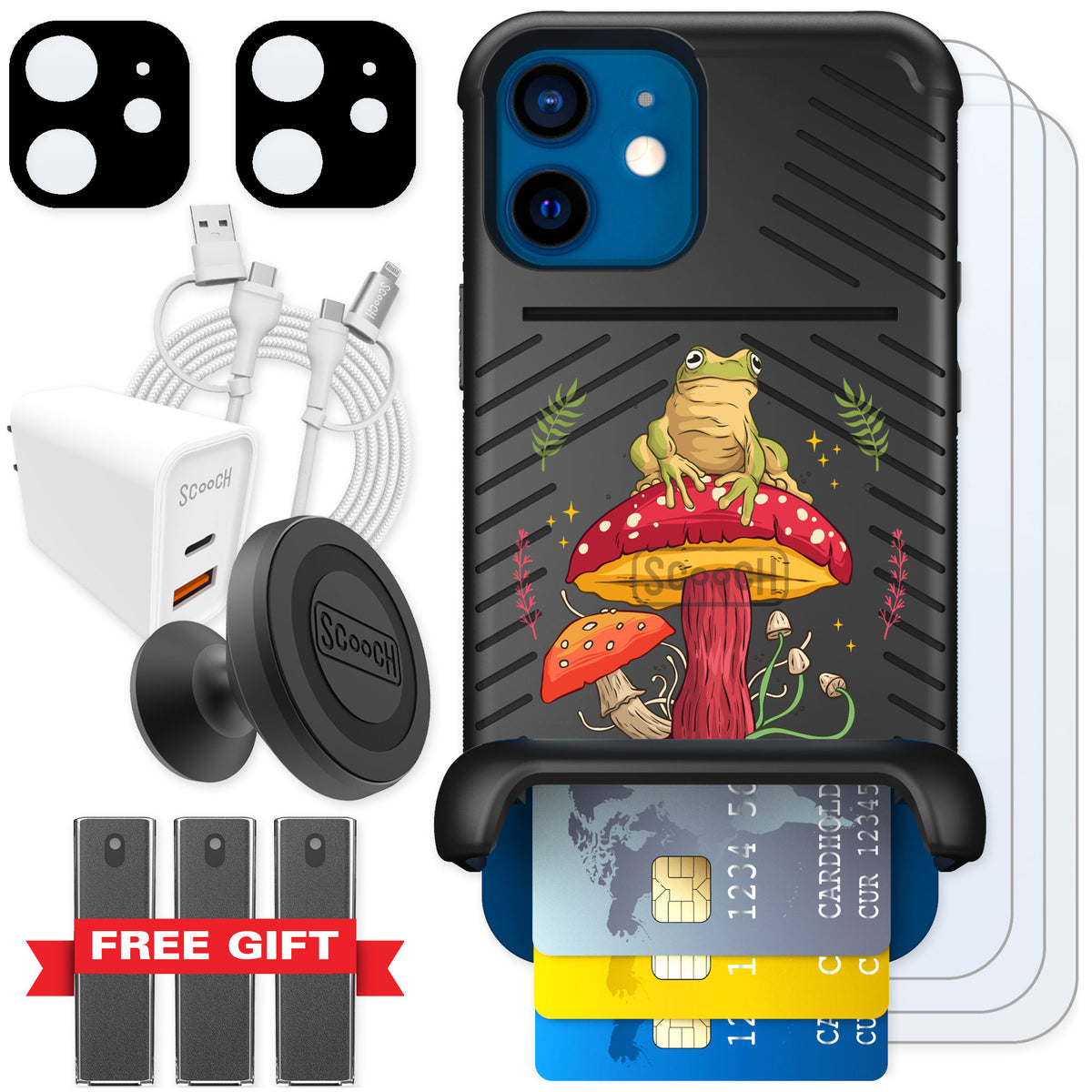 Scooch Wingmate Toadstool Frog for iPhone 12 — Ultimate Bundle