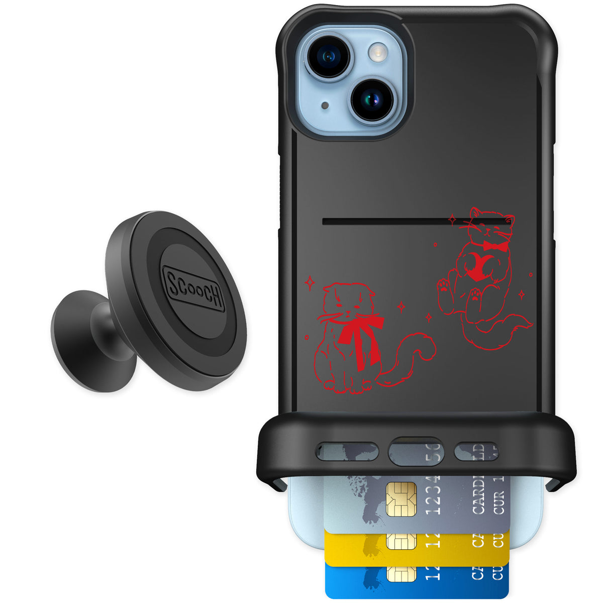 Scooch Wingmate Cupid's Cats for iPhone 15 Plus — Starter Bundle