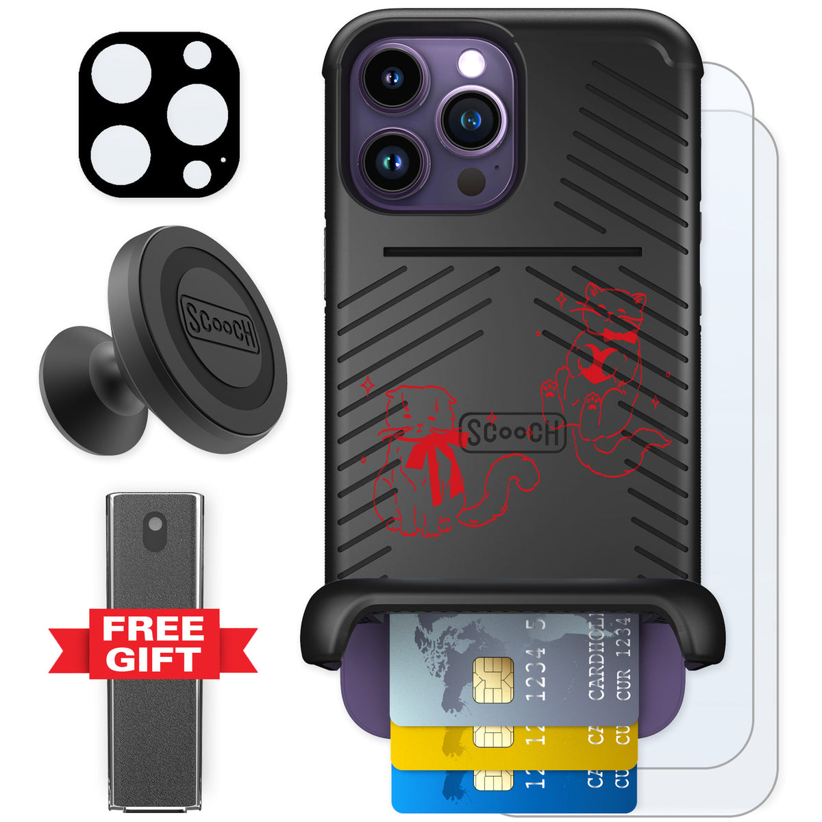 Scooch Wingmate Cupid's Cats for iPhone 14 Pro Max — Defender Bundle