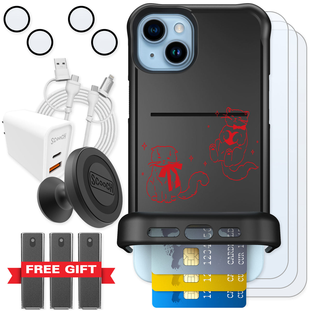 Scooch Wingmate Cupid's Cats for iPhone 14 Plus — Ultimate Bundle