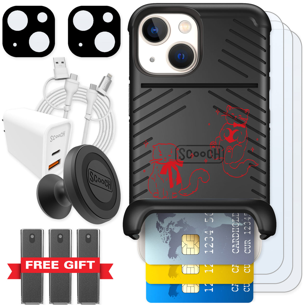 Scooch Wingmate Cupid's Cats for iPhone 13 mini — Ultimate Bundle