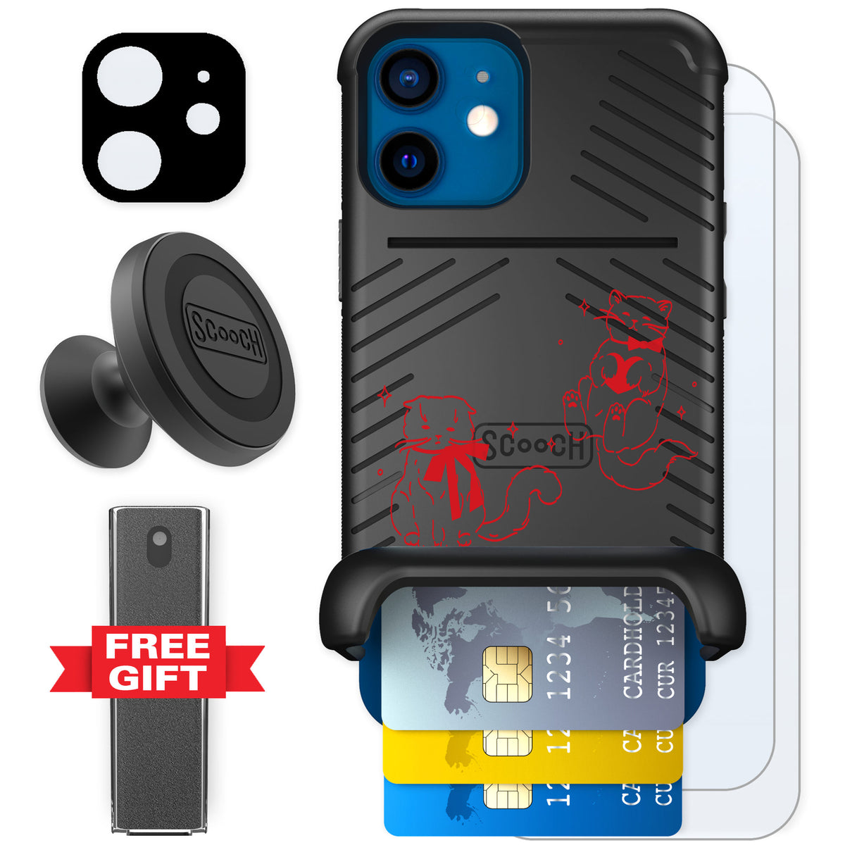 Scooch Wingmate Cupid's Cats for iPhone 12 mini — Defender Bundle