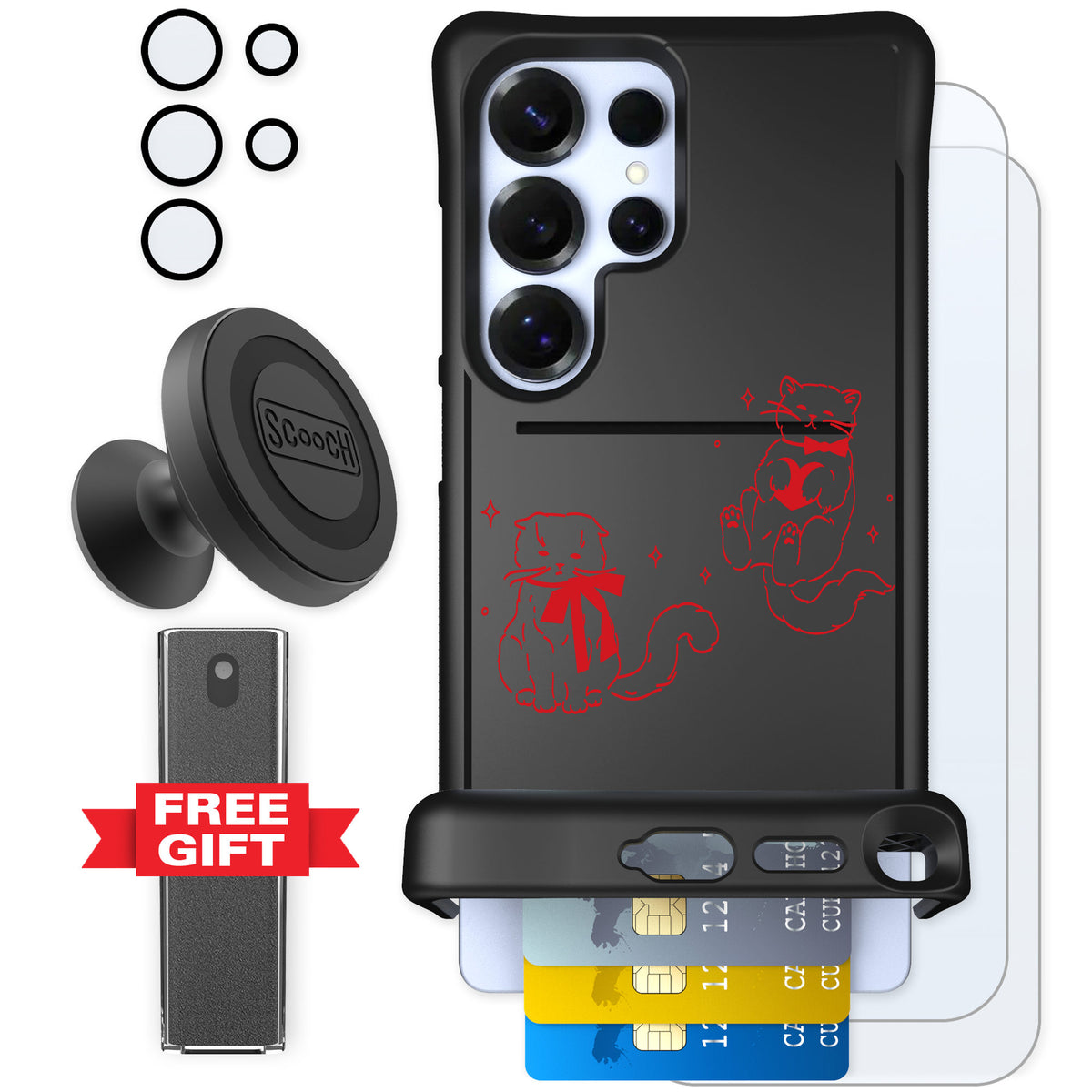 Scooch Wingmate Cupid's Cats for Galaxy S25 Ultra — Defender Bundle