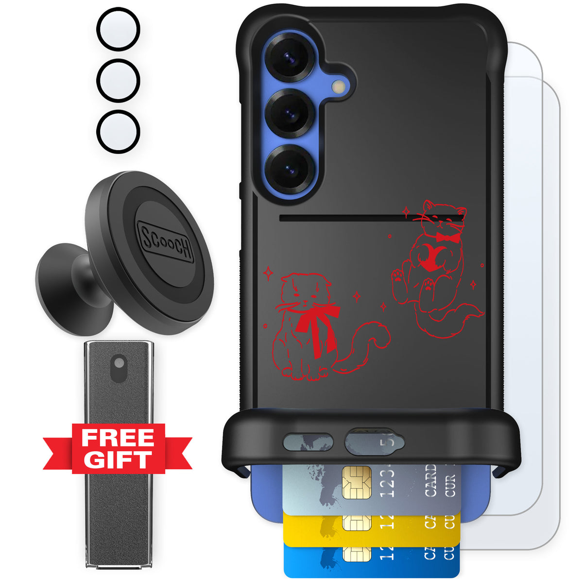 Scooch Wingmate Cupid's Cats for Galaxy S25+ — Defender Bundle