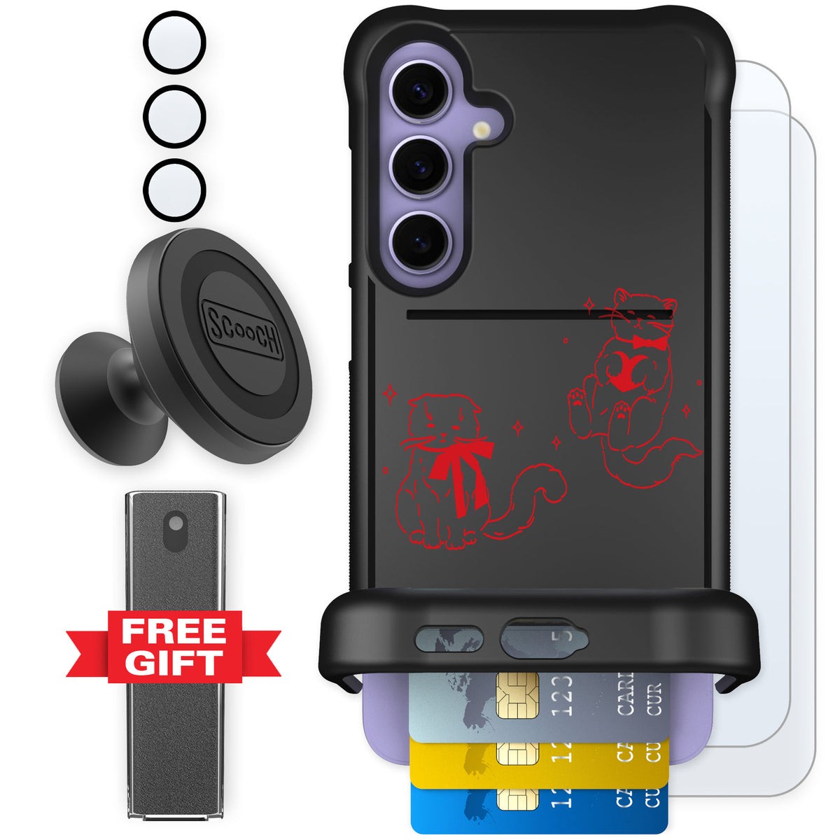 Scooch Wingmate Cupid's Cats for Galaxy S24+ — Defender Bundle