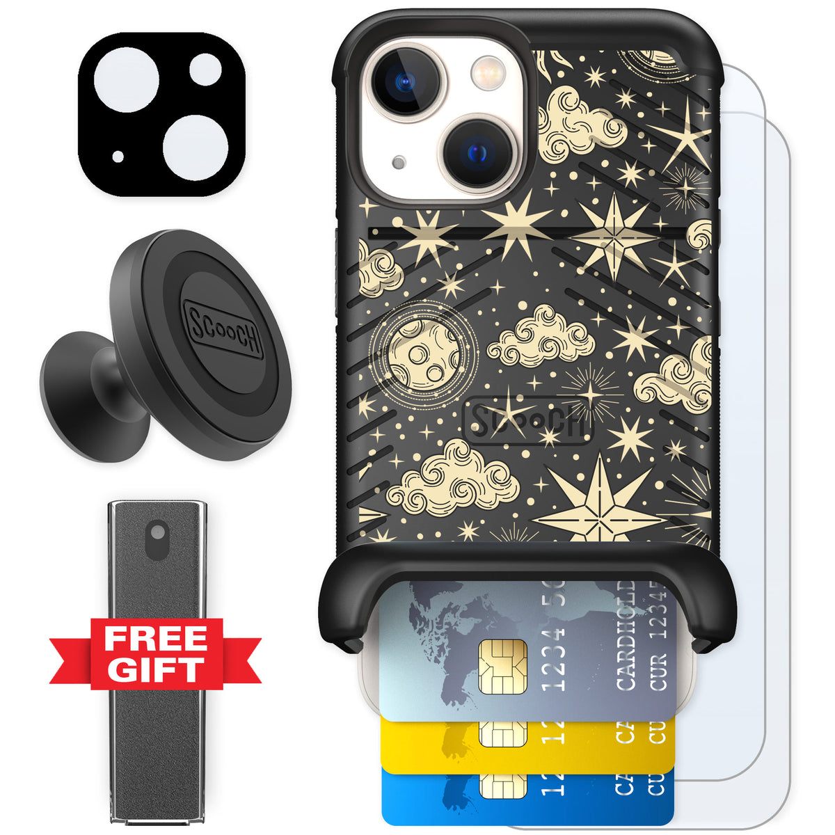 Scooch Wingmate Celestial Sleep for iPhone 13 mini — Defender Bundle