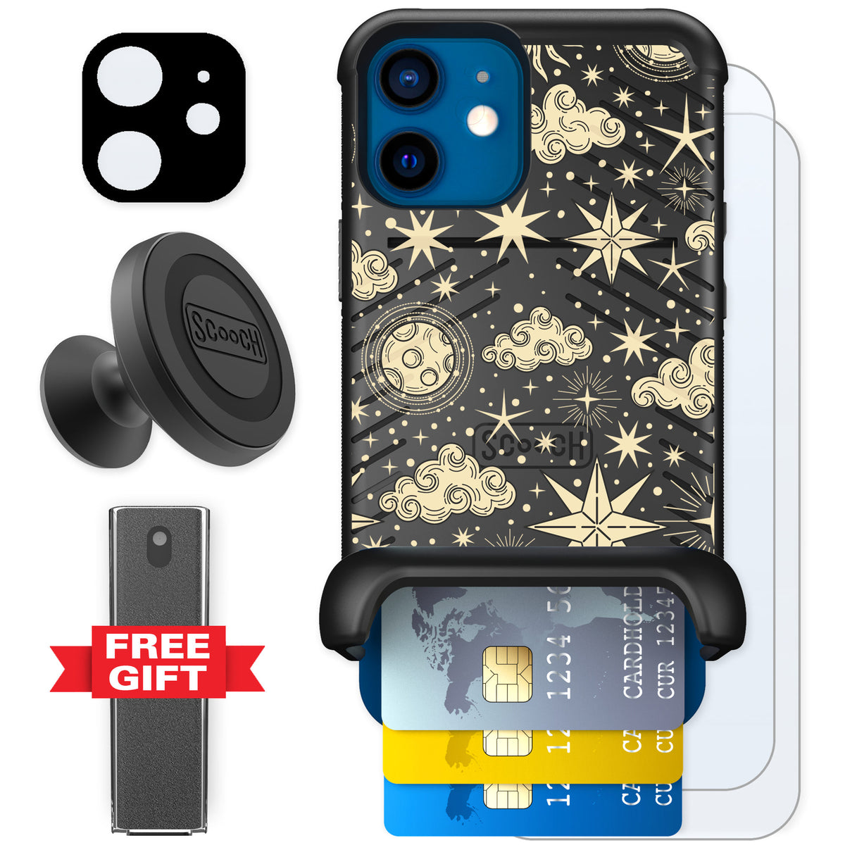 Scooch Wingmate Celestial Sleep for iPhone 12 mini — Defender Bundle