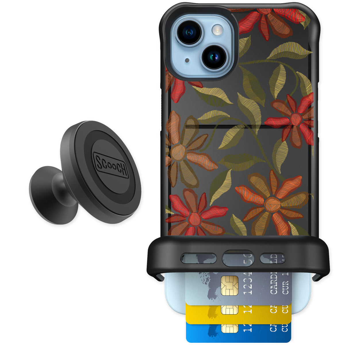 Scooch Wingmate Floral Tapestry for iPhone 14 Plus — Starter Bundle