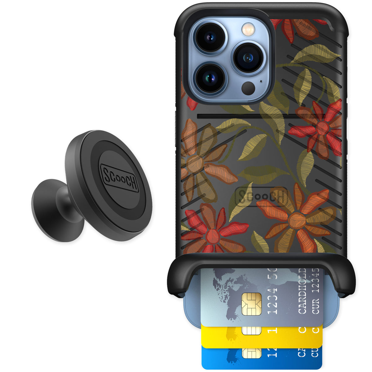 Scooch Wingmate Floral Tapestry for iPhone 13 Pro — Starter Bundle
