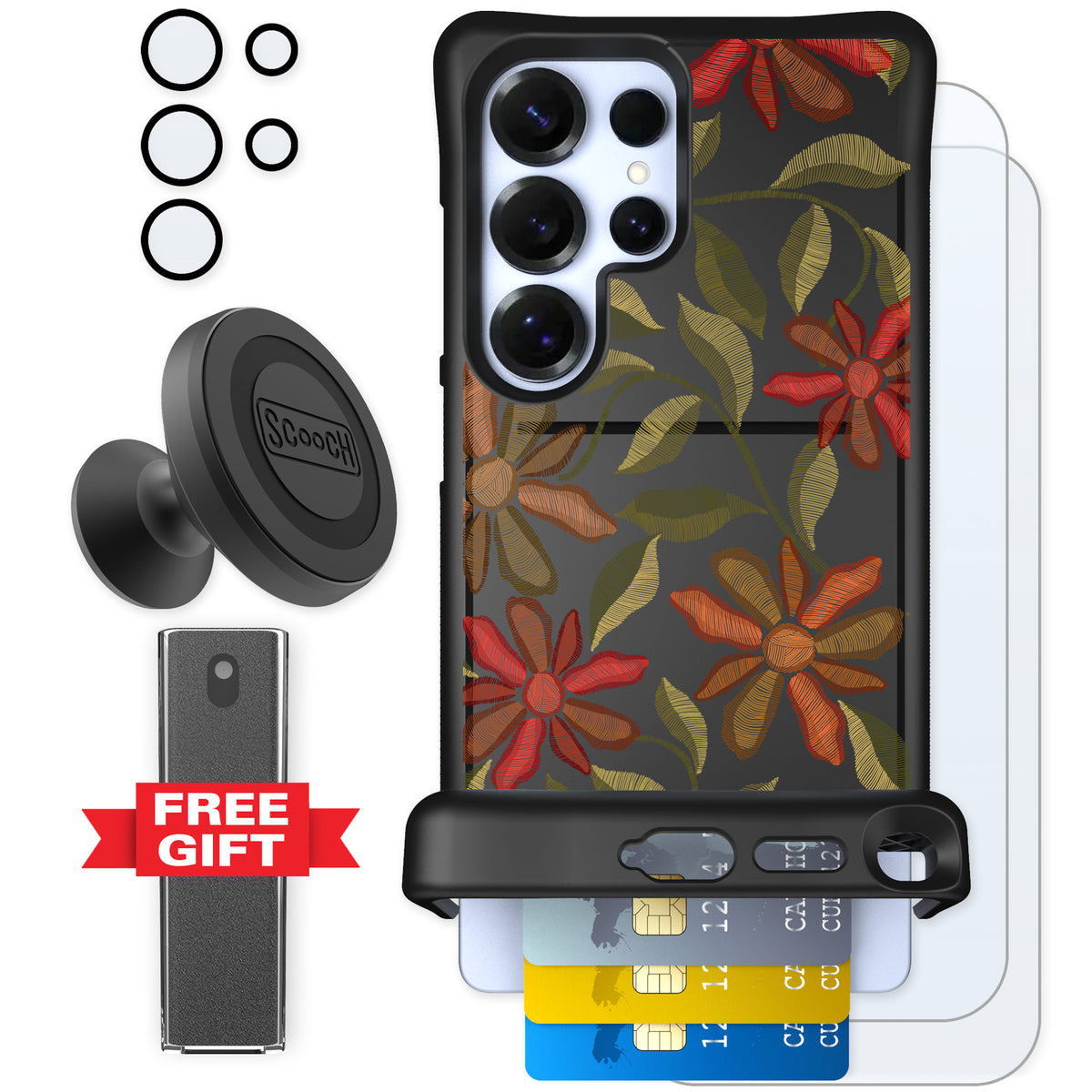 Scooch Wingmate Floral Tapestry for Galaxy S25 Ultra — Defender Bundle
