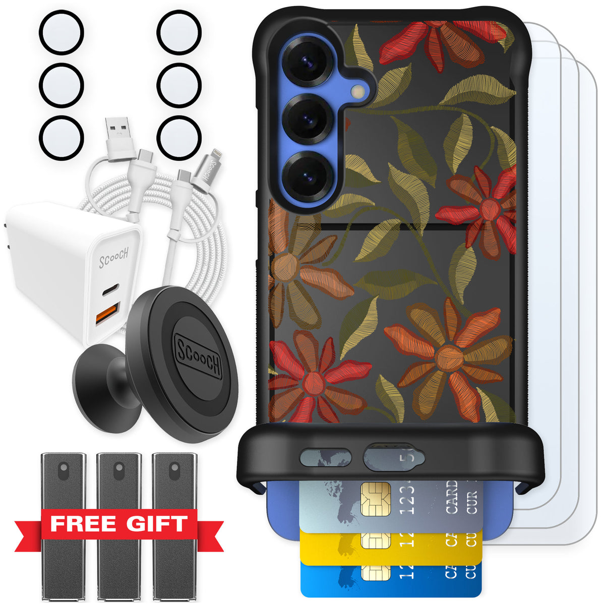 Scooch Wingmate Floral Tapestry for Galaxy S25+ — Ultimate Bundle