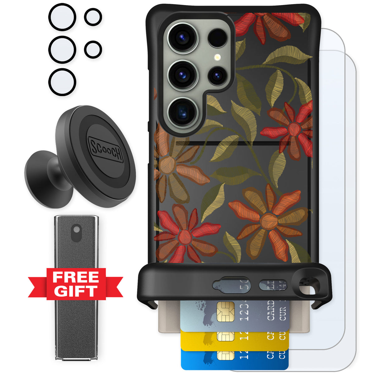 Scooch Wingmate Floral Tapestry for Galaxy S24 Ultra — Defender Bundle