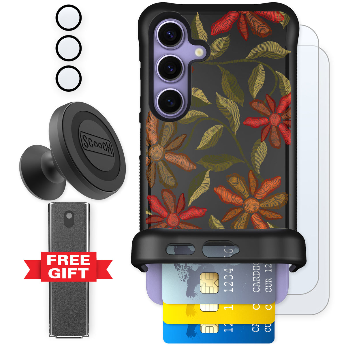Scooch Wingmate Floral Tapestry for Galaxy S24 — Defender Bundle