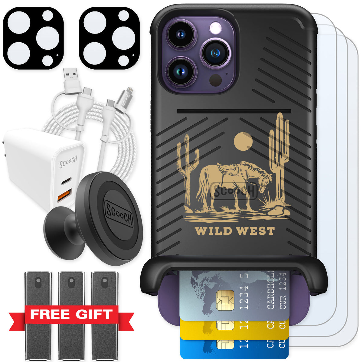 Scooch Wingmate Wild West for iPhone 14 Pro Max — Ultimate Bundle