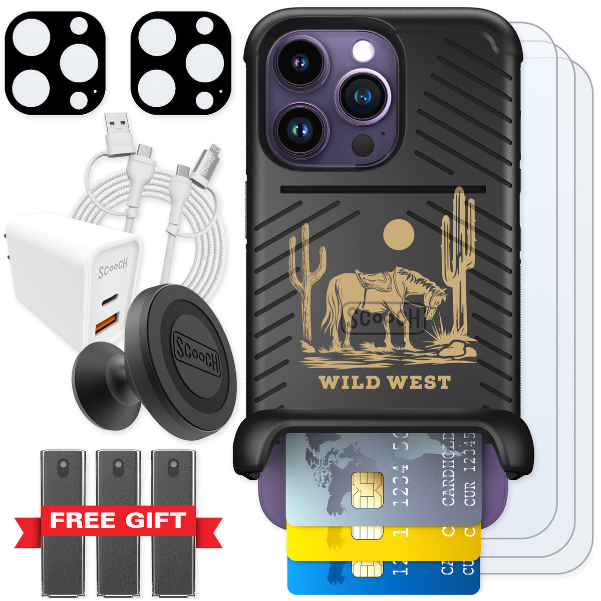 Scooch Wingmate Wild West for iPhone 14 Pro — Ultimate Bundle