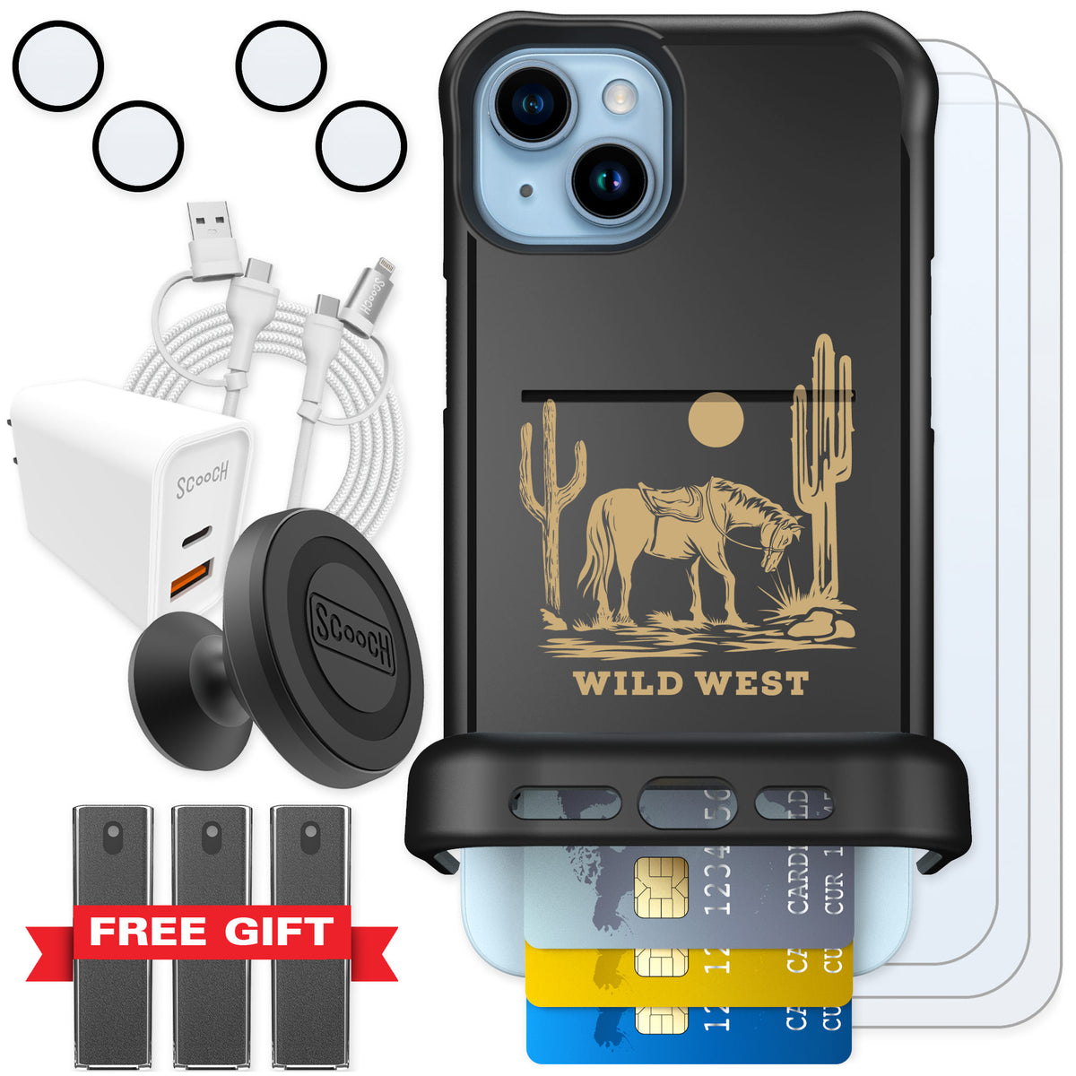 Scooch Wingmate Wild West for iPhone 14 Plus — Ultimate Bundle