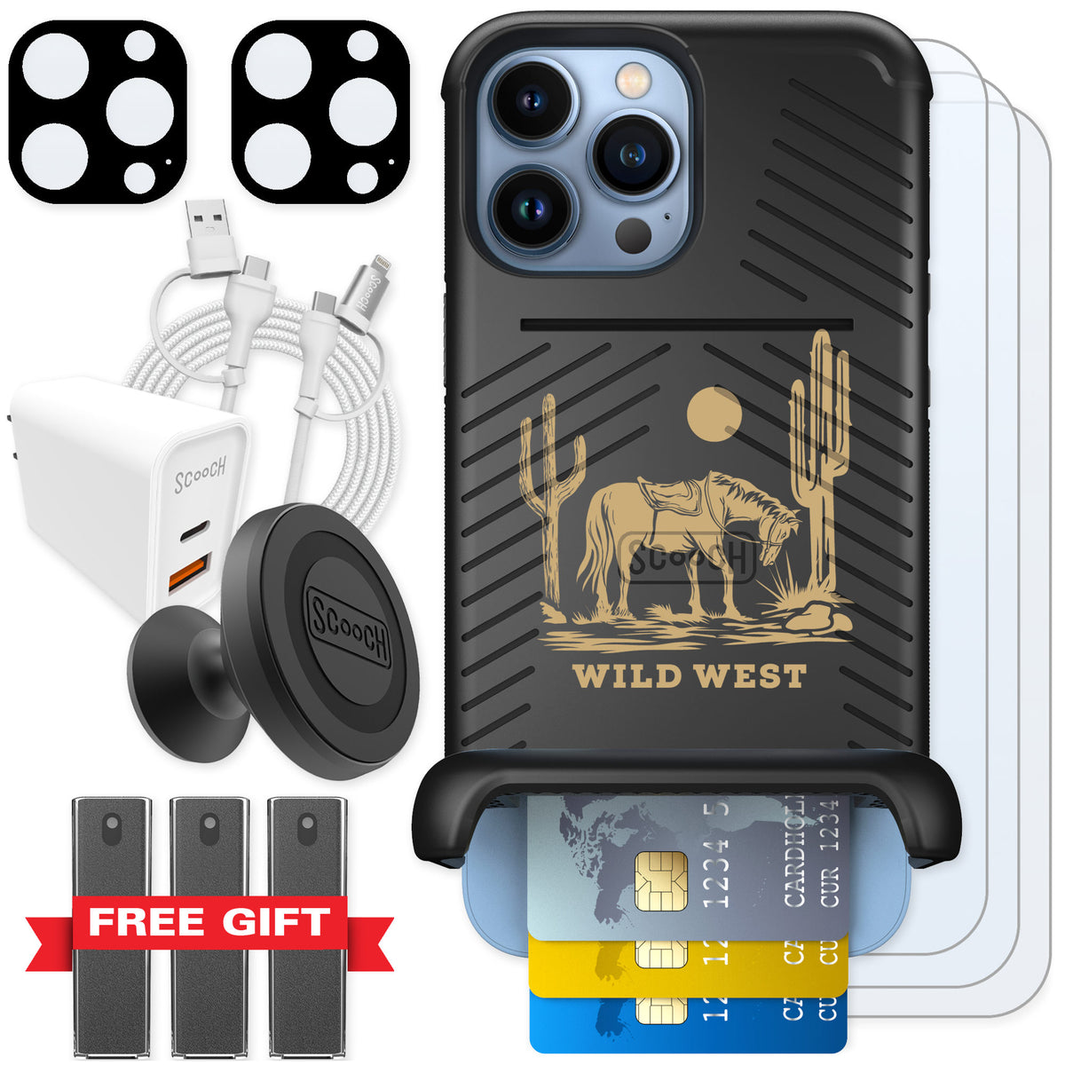 Scooch Wingmate Wild West for iPhone 13 Pro Max — Ultimate Bundle
