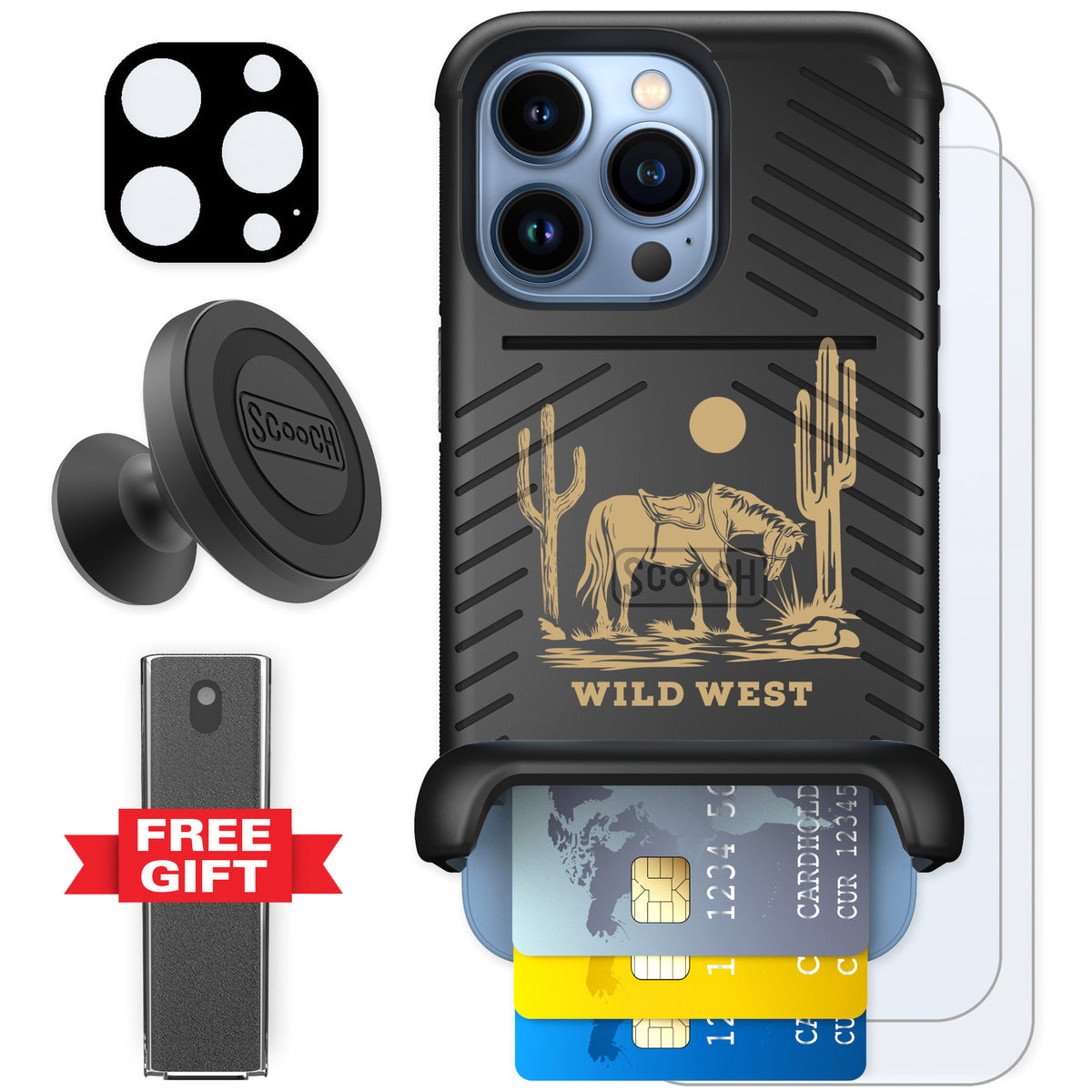 Scooch Wingmate Wild West for iPhone 13 Pro — Defender Bundle