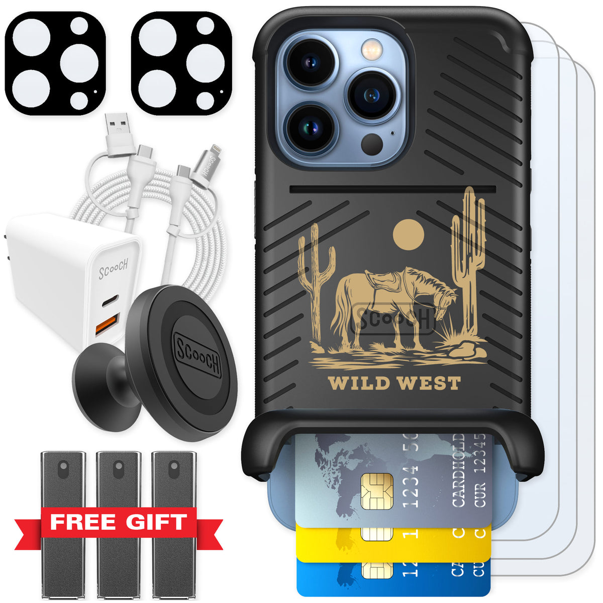 Scooch Wingmate Wild West for iPhone 13 Pro — Ultimate Bundle