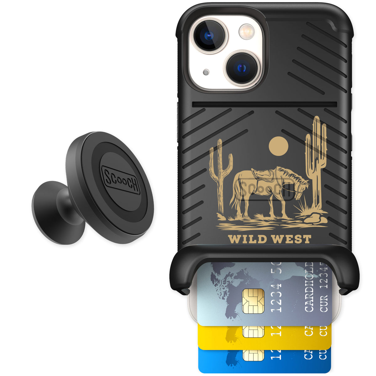 Scooch Wingmate Wild West for iPhone 13 mini — Starter Bundle