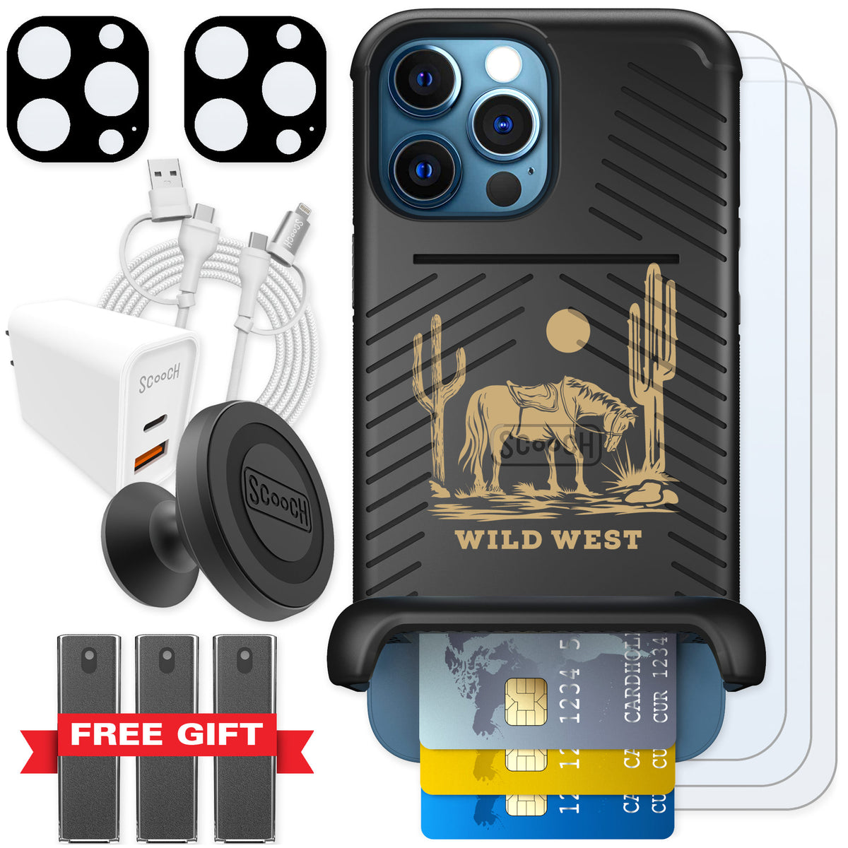 Scooch Wingmate Wild West for iPhone 12 Pro — Ultimate Bundle