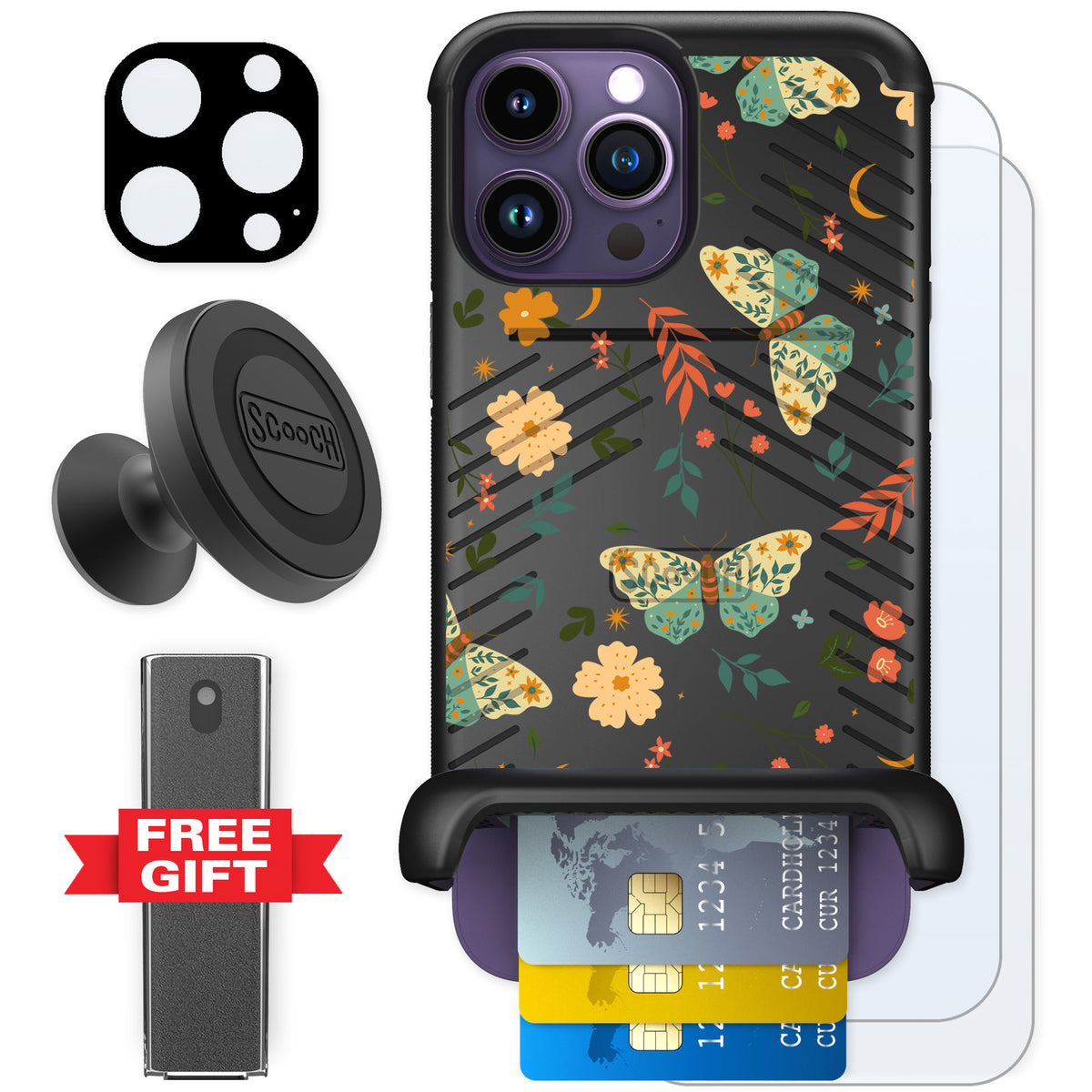 Scooch Wingmate Boho Nights for iPhone 14 Pro Max — Defender Bundle