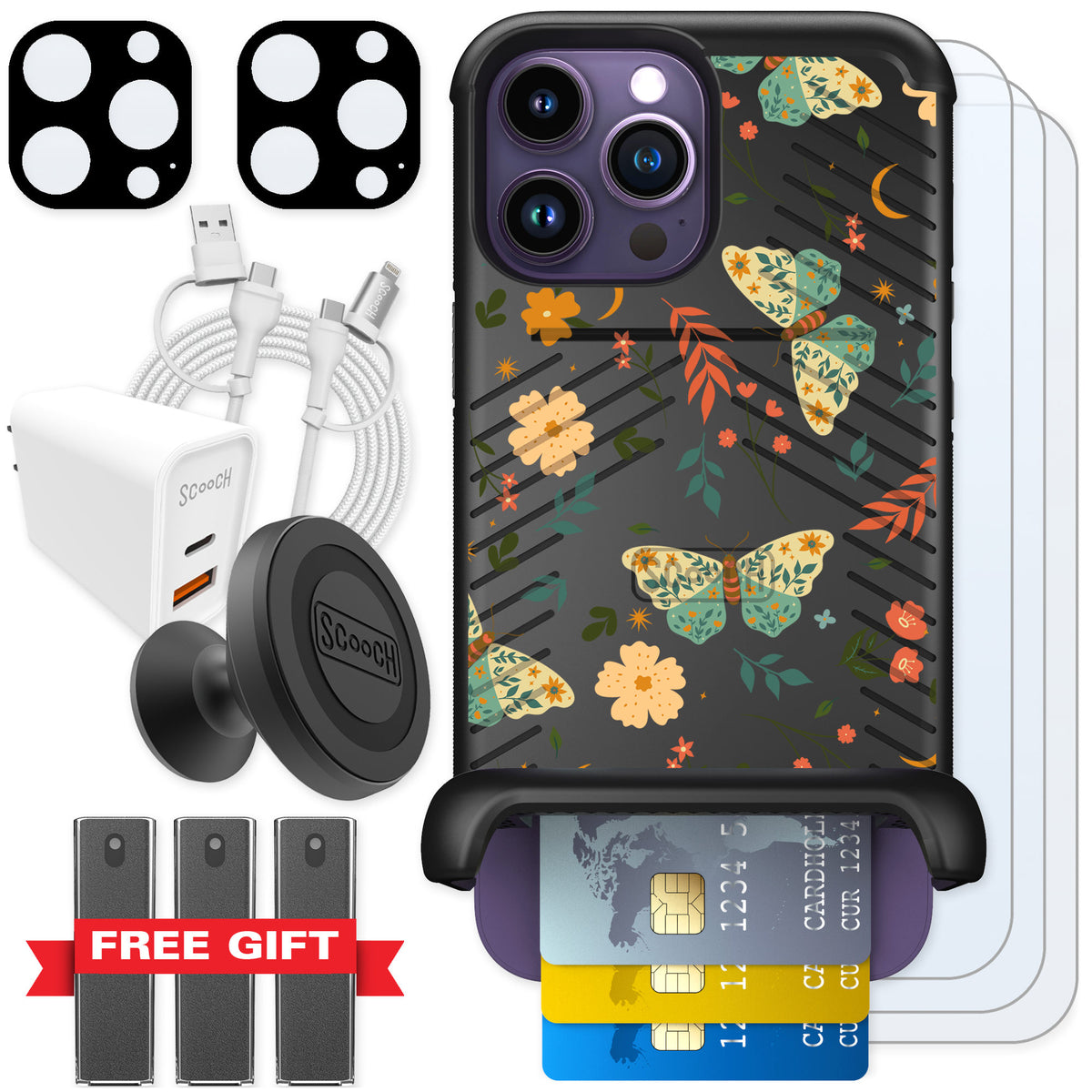 Scooch Wingmate Boho Nights for iPhone 14 Pro Max — Ultimate Bundle