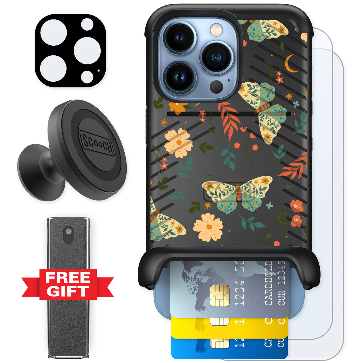 Scooch Wingmate Boho Nights for iPhone 13 Pro — Defender Bundle