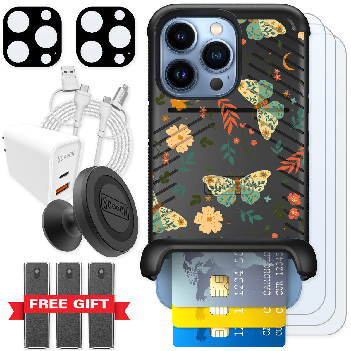 Scooch Wingmate Boho Nights for iPhone 13 Pro — Ultimate Bundle
