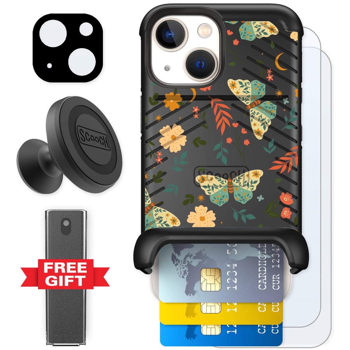 Scooch Wingmate Boho Nights for iPhone 13 mini — Defender Bundle