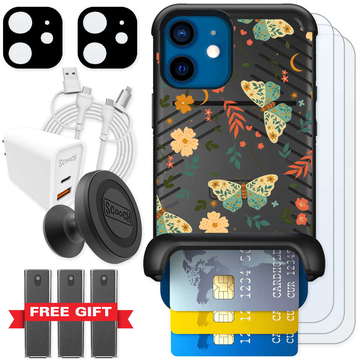 Scooch Wingmate Boho Nights for iPhone 12 mini — Ultimate Bundle