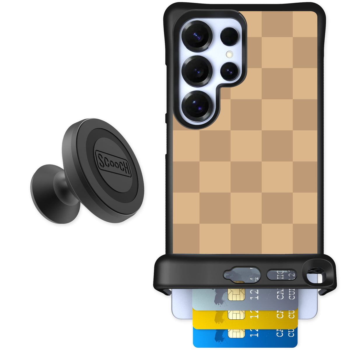 Scooch Wingmate Checkered Beige for Galaxy S25 Ultra β Starter Bundle