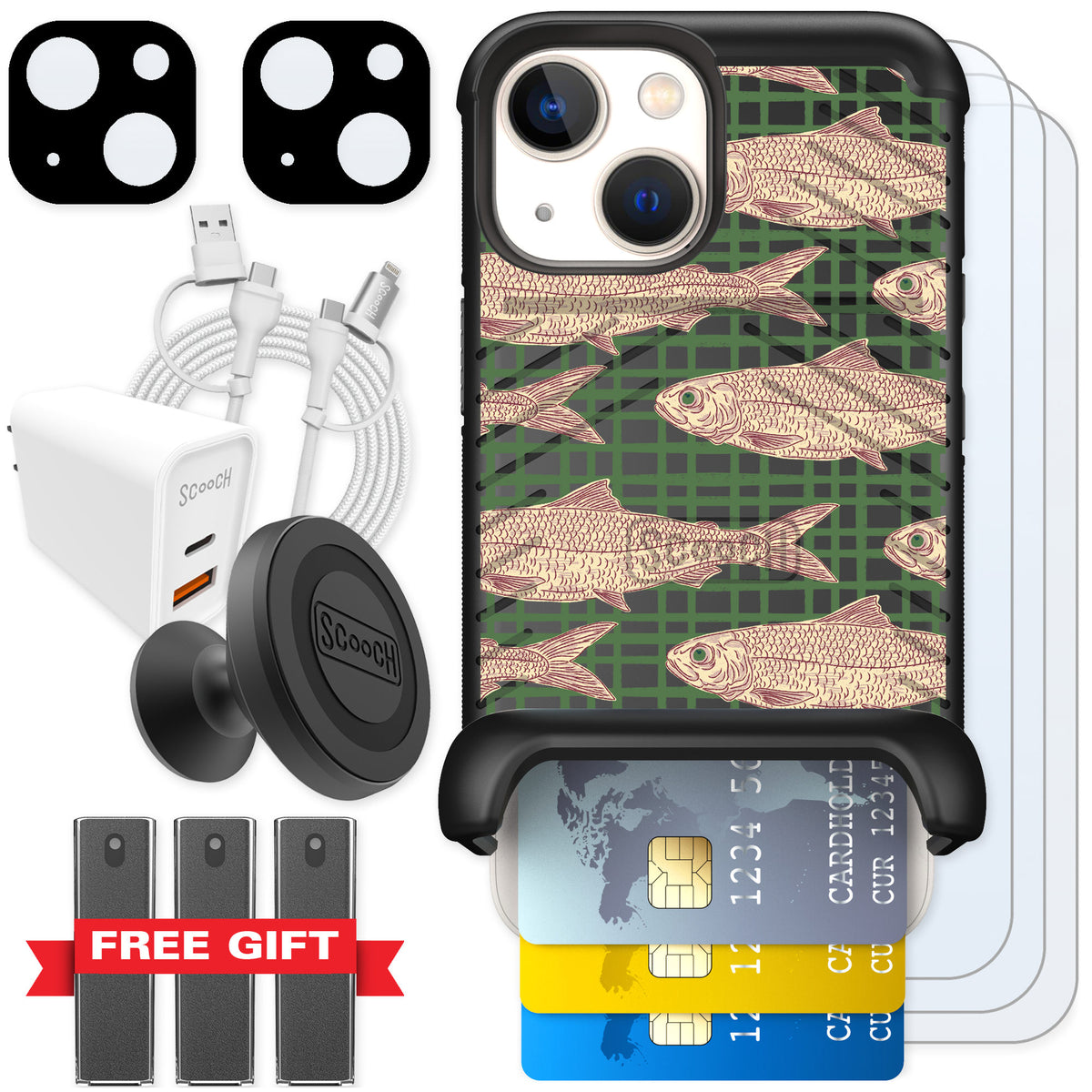 Scooch Wingmate Fresh Catch for iPhone 13 mini — Ultimate Bundle