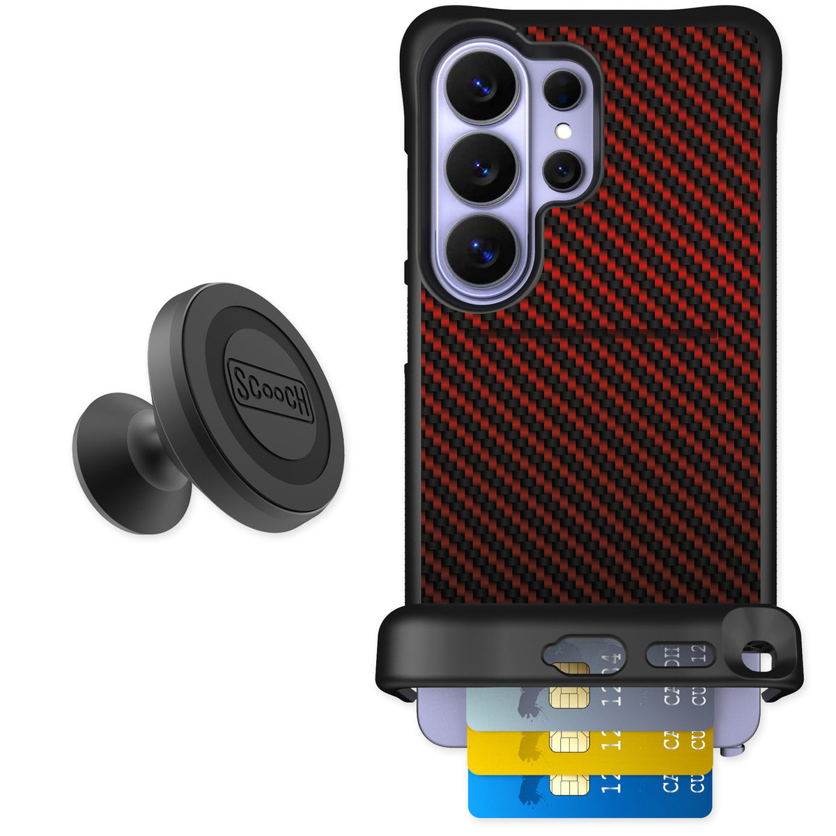 Scooch Wingmate Red Carbon Fiber for Galaxy S26 Ultra β Starter Bundle