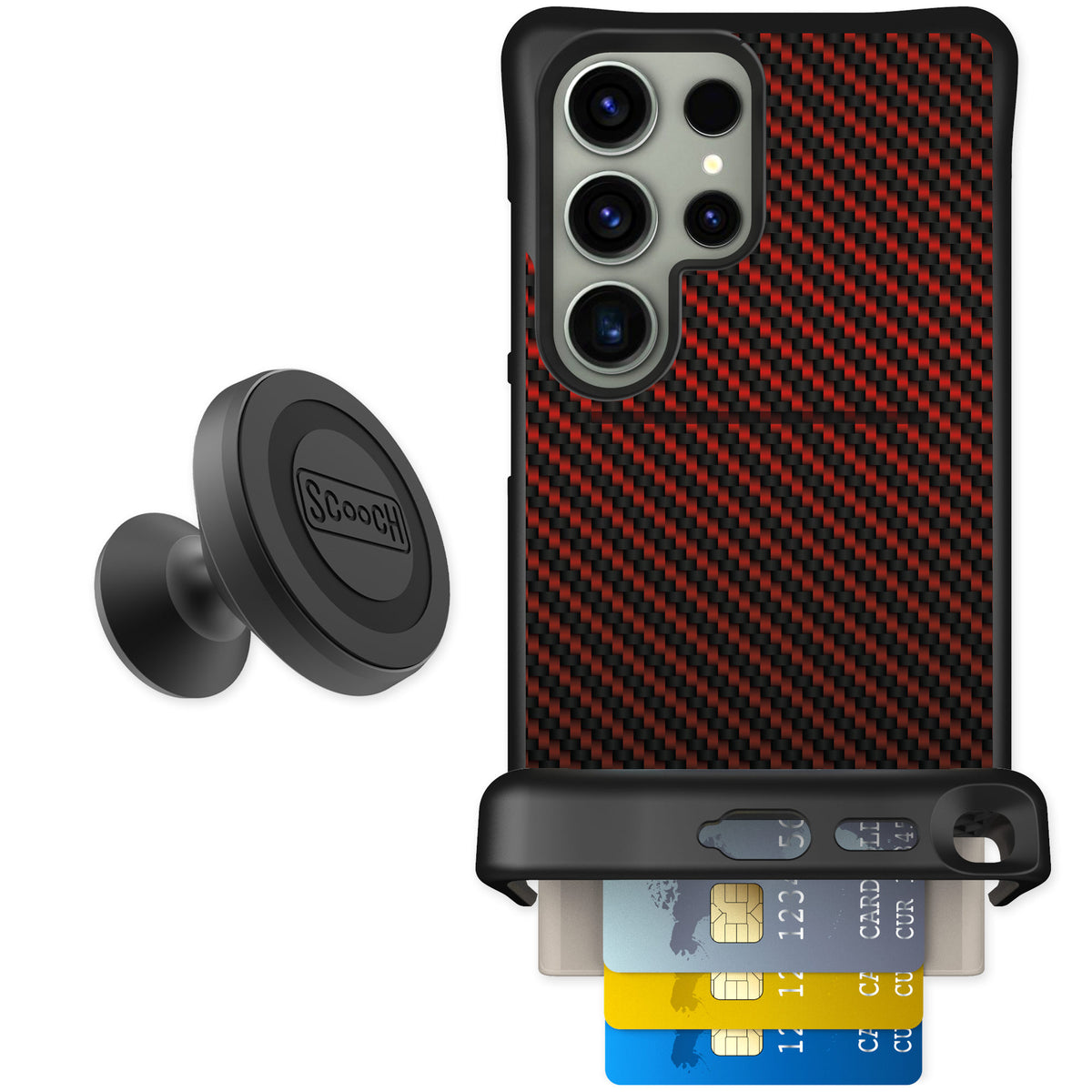 Scooch Wingmate Red Carbon Fiber for Galaxy S24 Ultra β Starter Bundle