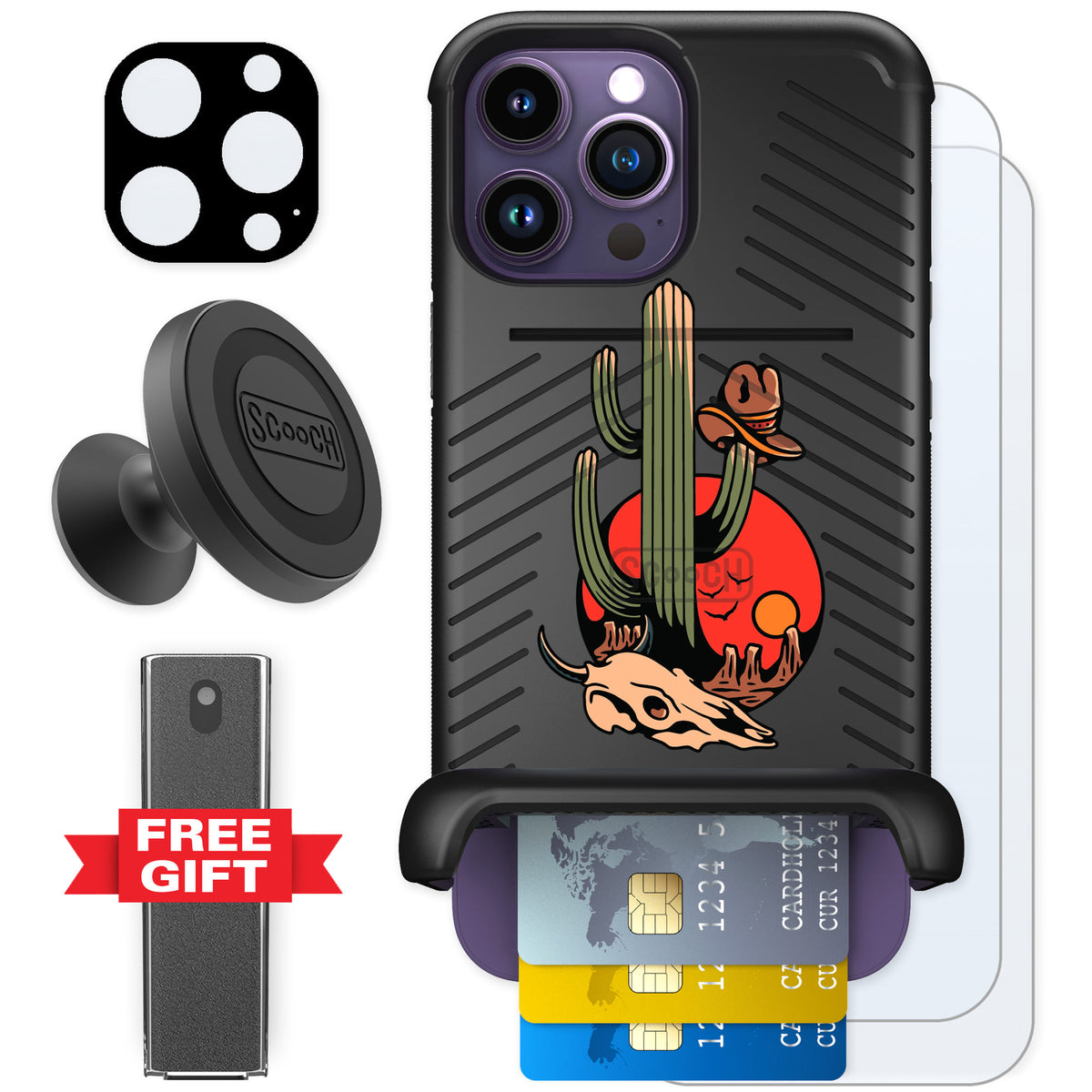 Scooch Wingmate Cactus Flash for iPhone 14 Pro Max — Defender Bundle