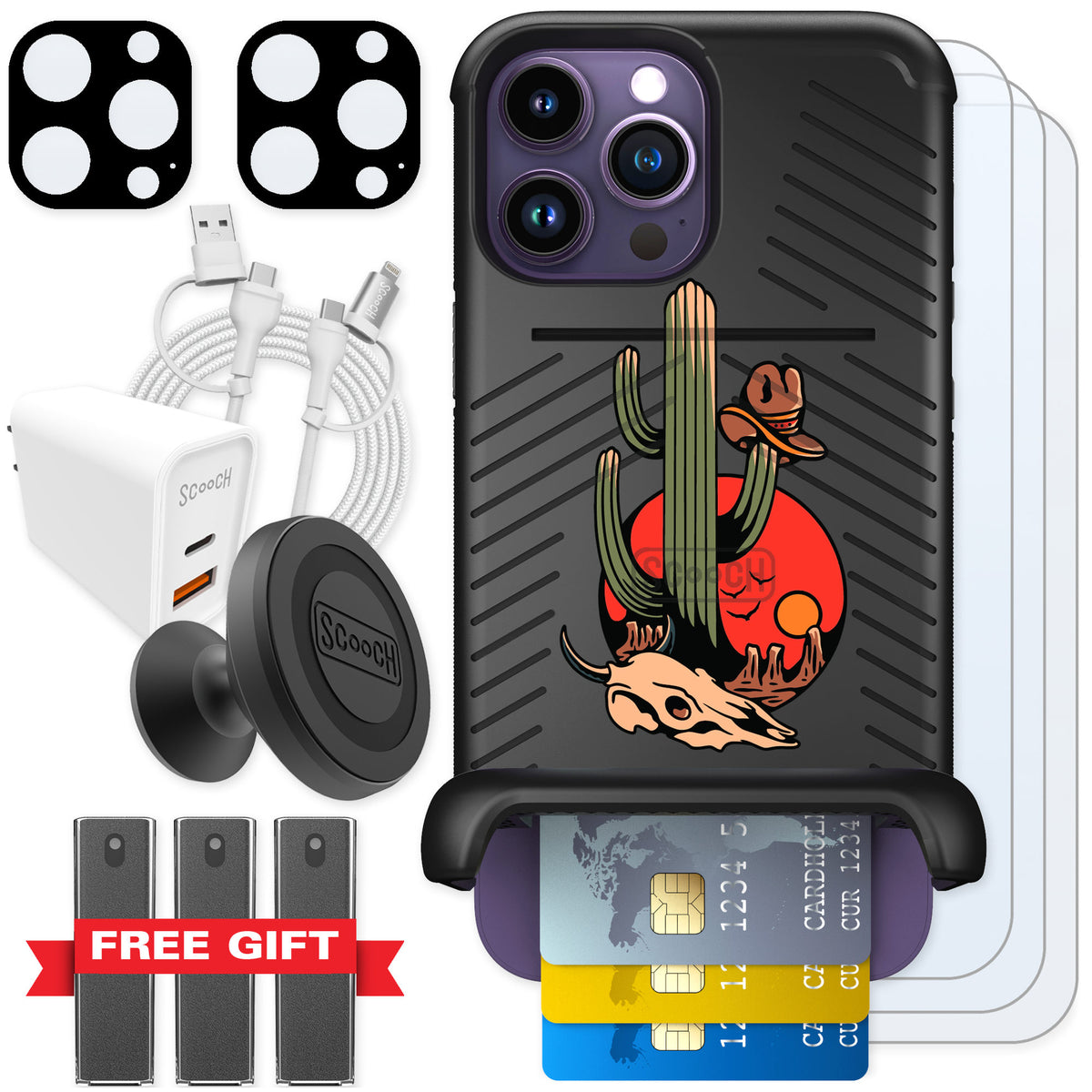 Scooch Wingmate Cactus Flash for iPhone 14 Pro Max — Ultimate Bundle