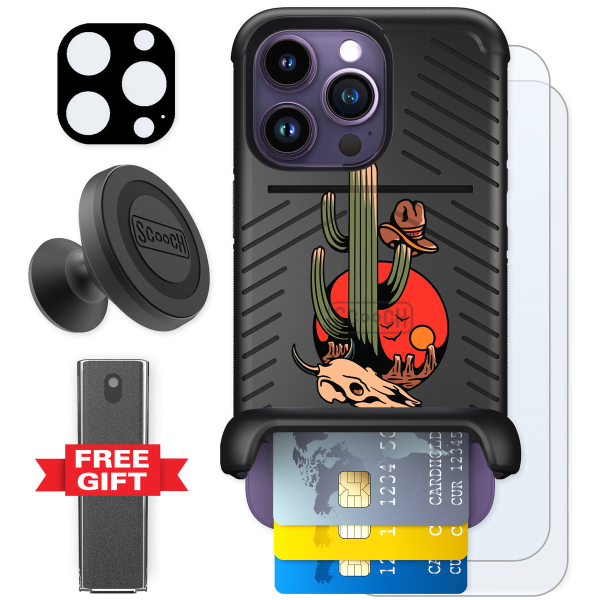 Scooch Wingmate Cactus Flash for iPhone 14 Pro — Defender Bundle