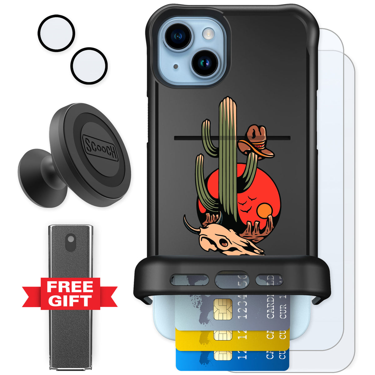 Scooch Wingmate Cactus Flash for iPhone 14 Plus — Defender Bundle