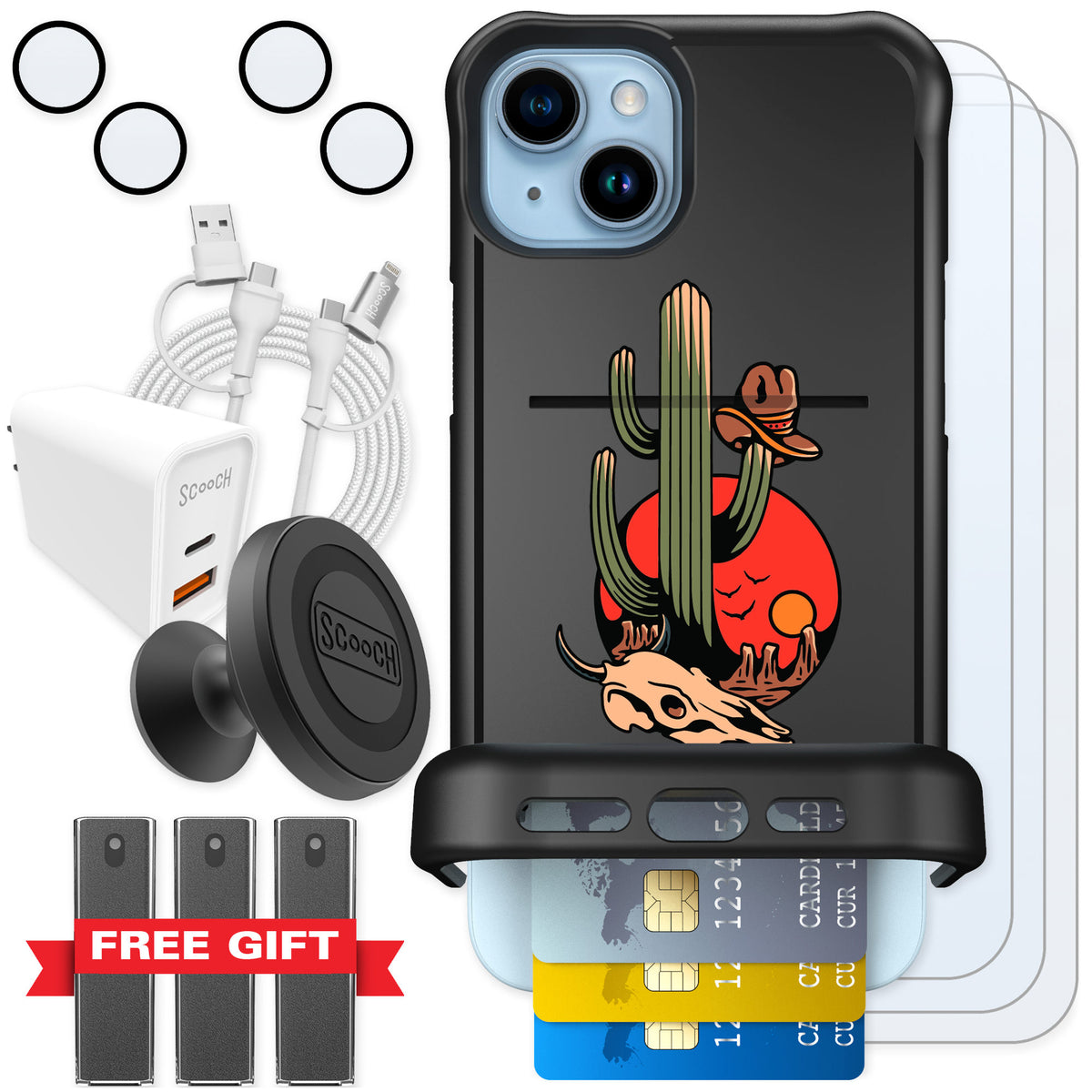 Scooch Wingmate Cactus Flash for iPhone 14 Plus — Ultimate Bundle