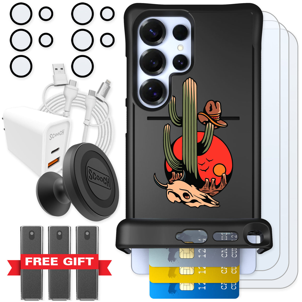 Scooch Wingmate Cactus Flash for Galaxy S25 Ultra — Ultimate Bundle