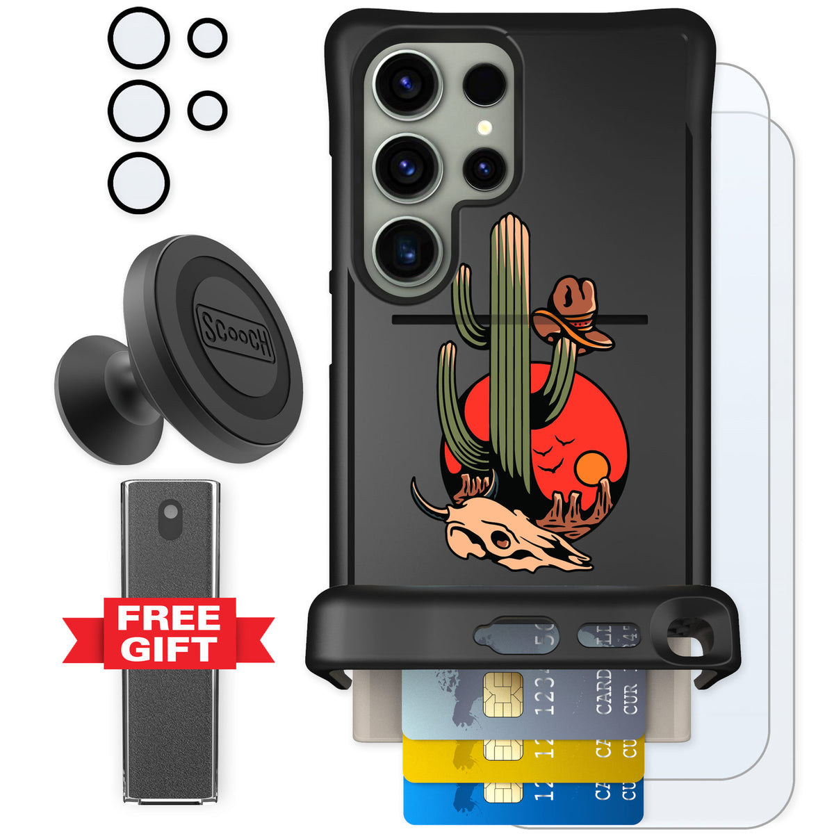 Scooch Wingmate Cactus Flash for Galaxy S24 Ultra — Defender Bundle