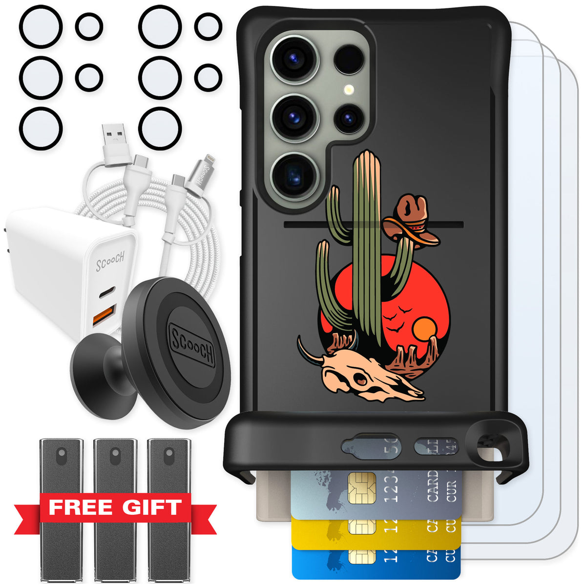 Scooch Wingmate Cactus Flash for Galaxy S24 Ultra — Ultimate Bundle