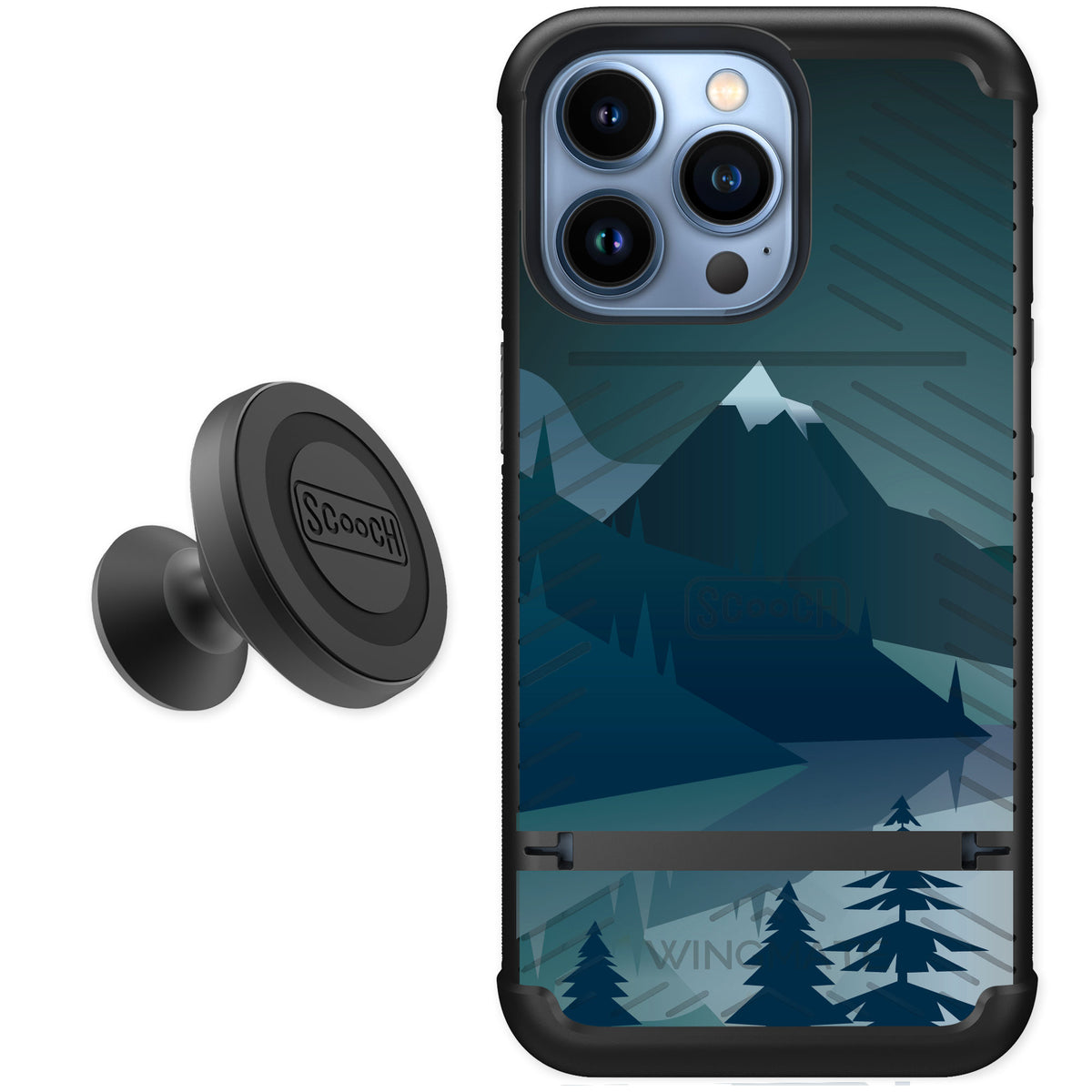 Scooch Wingmate Midnight Ridge for iPhone 13 Pro — Starter Bundle