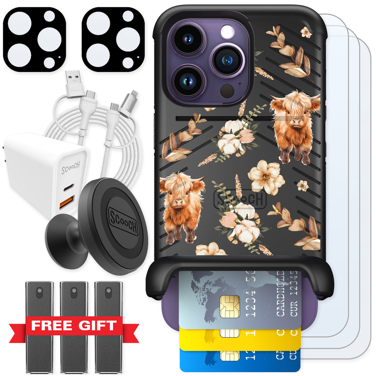 Scooch Wingmate Baby Cow for iPhone 14 Pro β Ultimate Bundle