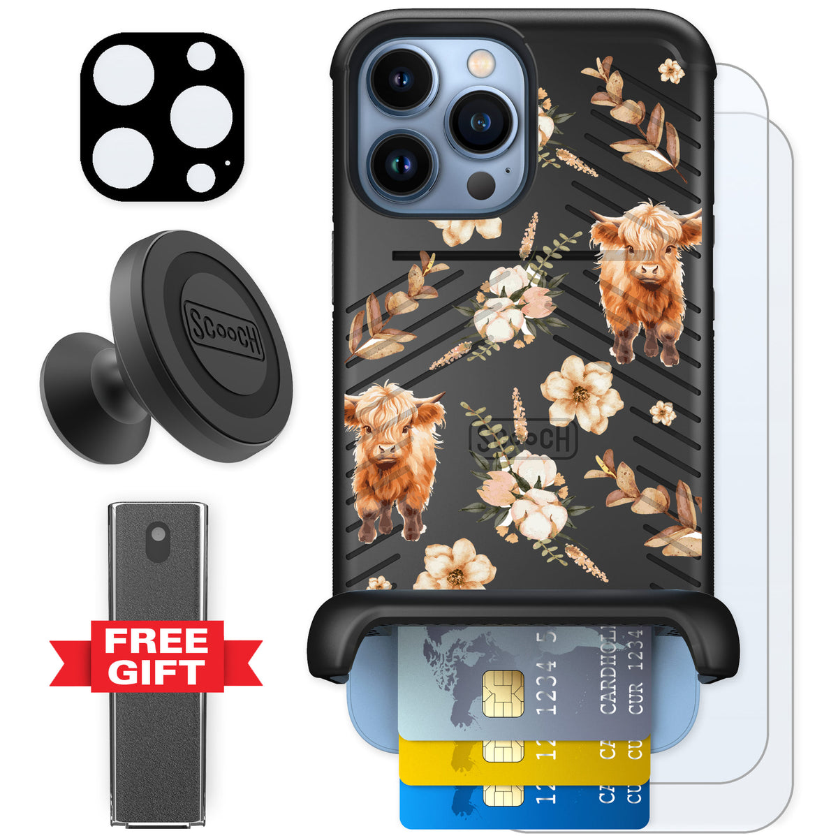 Scooch Wingmate Baby Cow for iPhone 13 Pro Max β Defender Bundle
